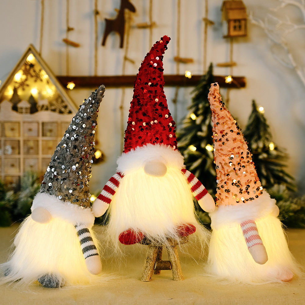 Sequin Light-Up Faceless Gnome Christmas decor