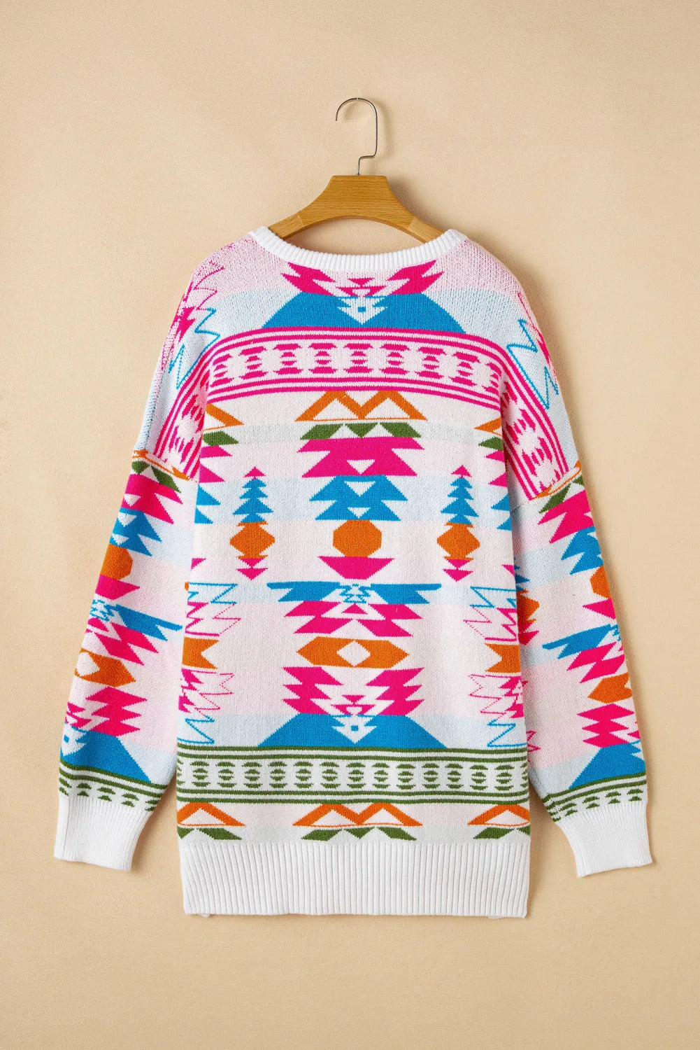 Women's Geometric V-Neck Long Sleeve Sweater