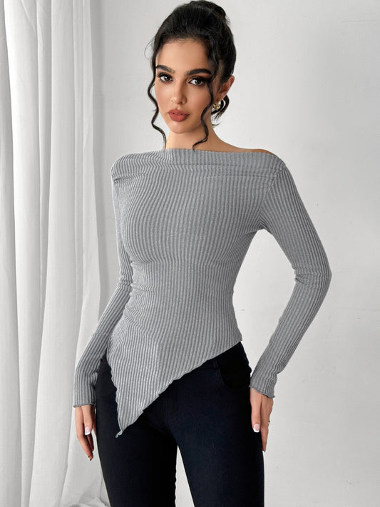 Women's Asymmetric Hem Long Sleeve T-Shirt