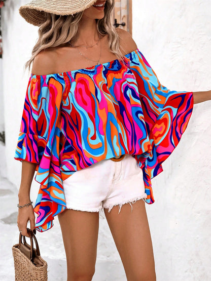 Women's Printed Off-Shoulder Blouse