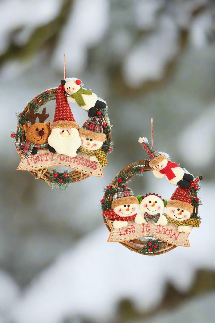 Christmas Element Rattan Wreath Ornaments