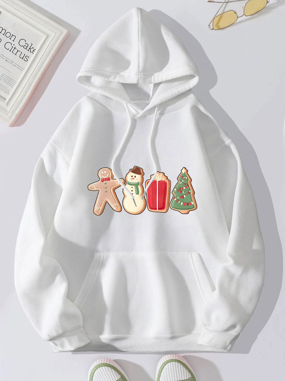 Women's Holiday Graphic Drawstring Hoodie with Pocket