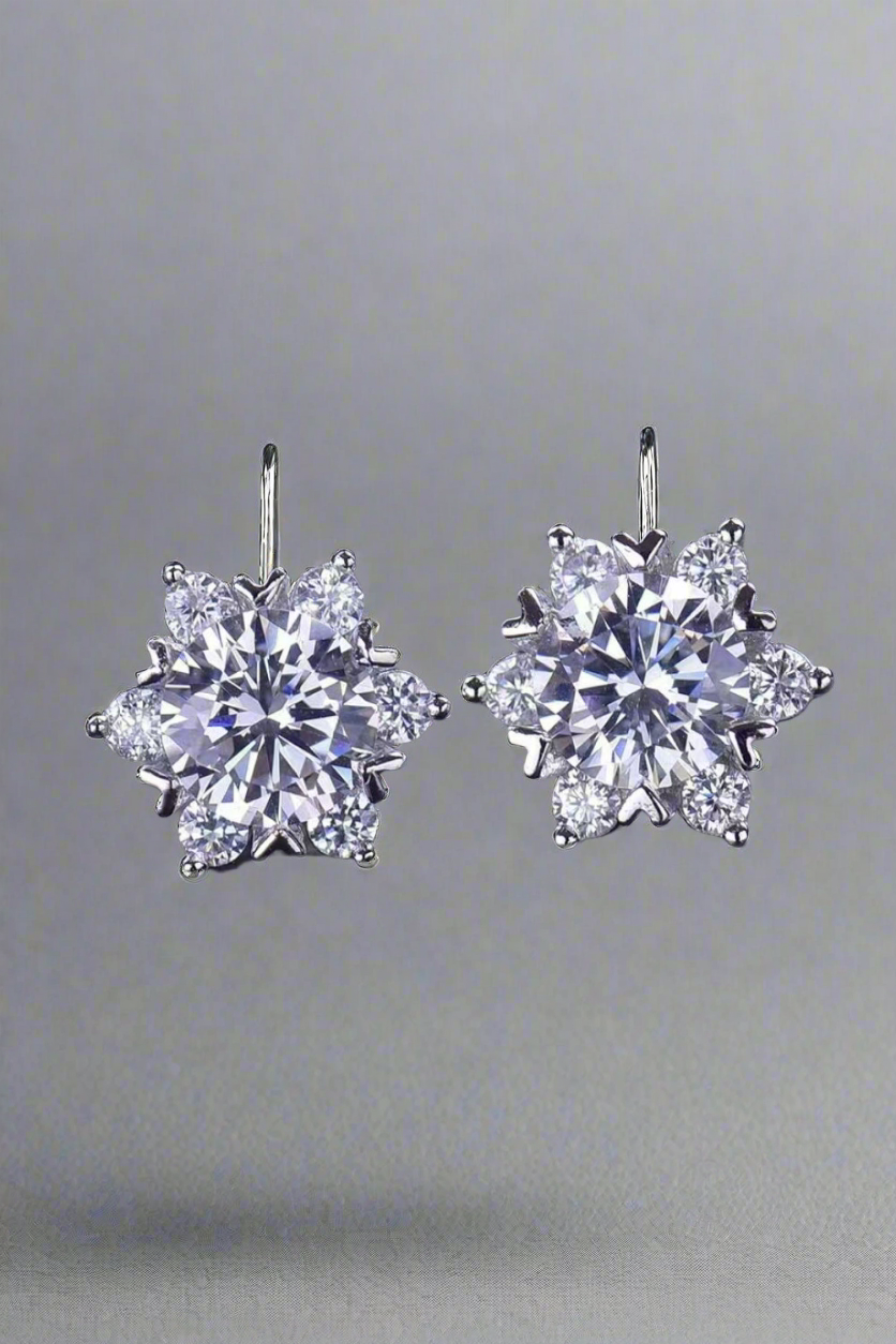 2 Carat Moissanite Floral Stud Earrings