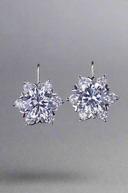 2 Carat Moissanite Floral Stud Earrings