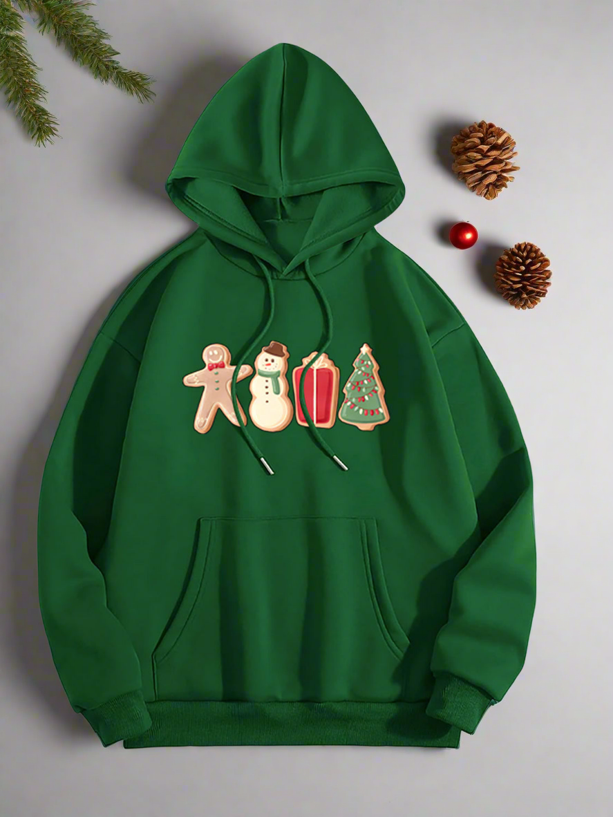 Women's Holiday Graphic Drawstring Hoodie with Pocket