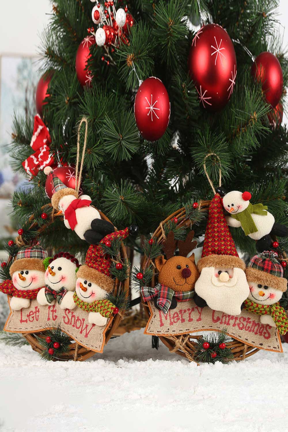 Christmas Element Rattan Wreath Ornaments