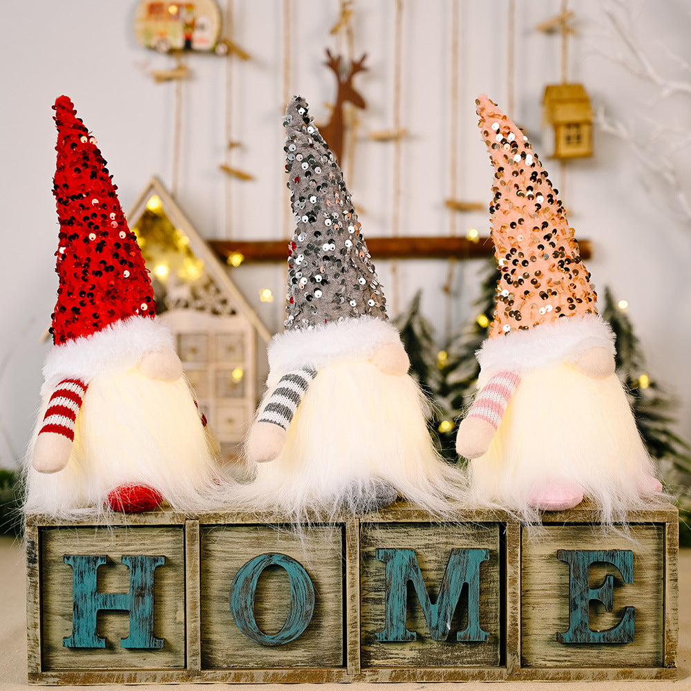 Sequin Light-Up Faceless Gnome Christmas decor