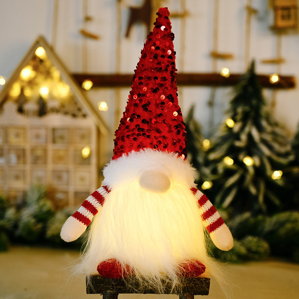 Sequin Light-Up Faceless Gnome Christmas decor